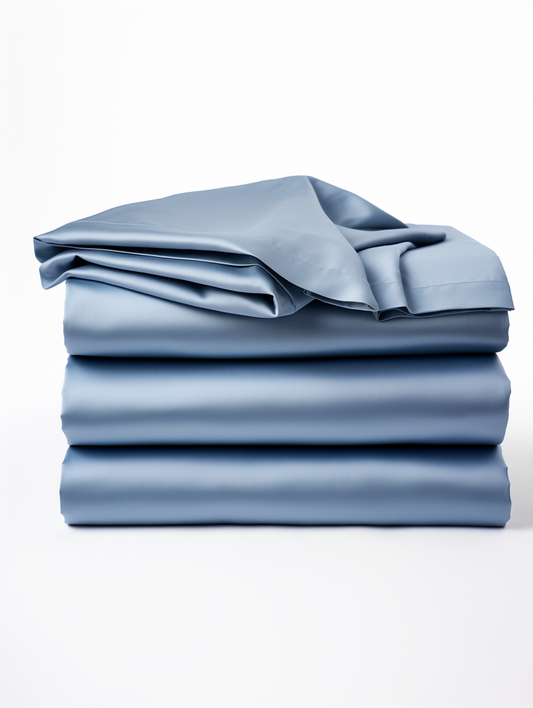 Haze Blue Long Staple Cotton Sateen Duvet Cover & Bed Sheet Set